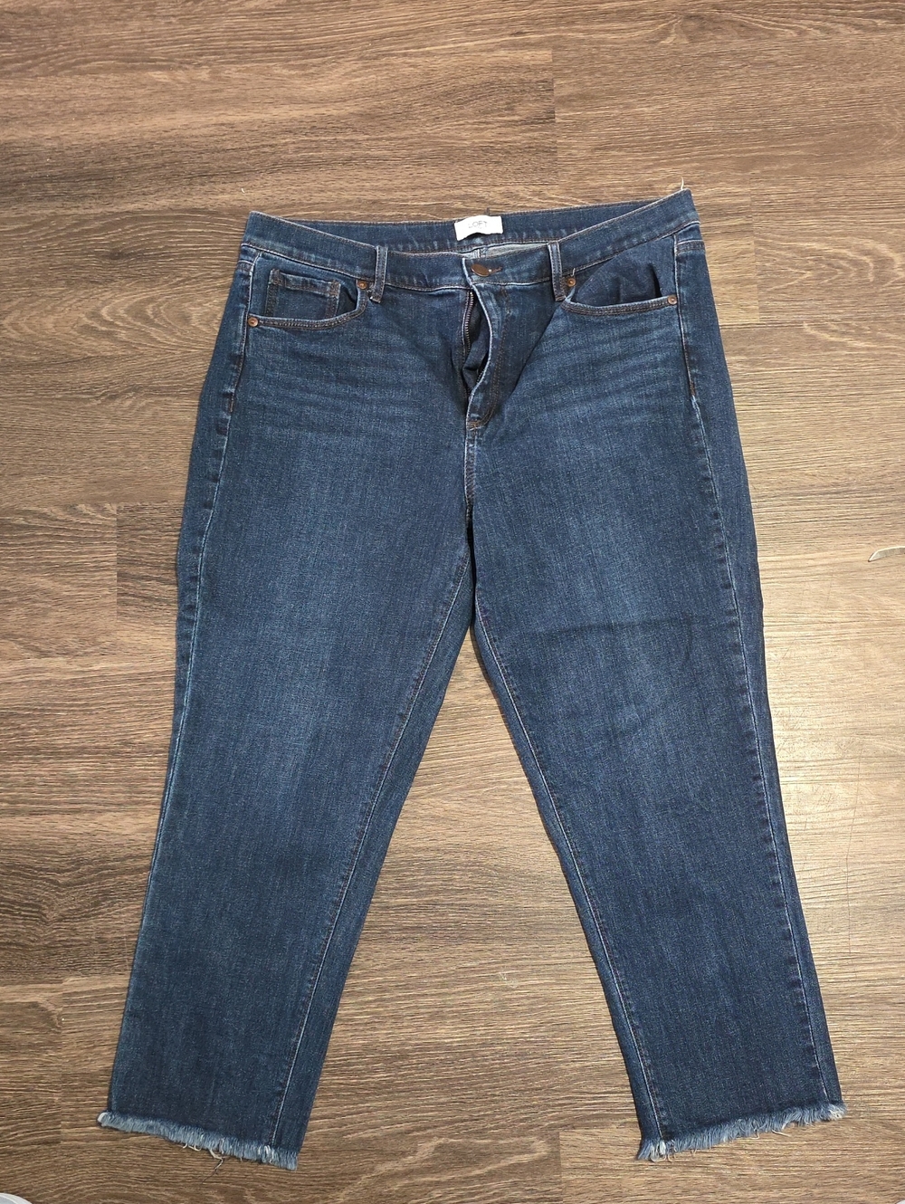 LOFT Dark Blue Cropped Straight Jeans